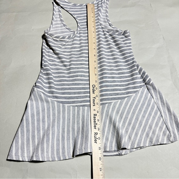 Gray & White Striped Racerback Flare Tank Top – Size S – Made in USA - Picture 5 of 5